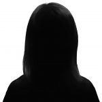 Silhouette of a young woman posing on a white background